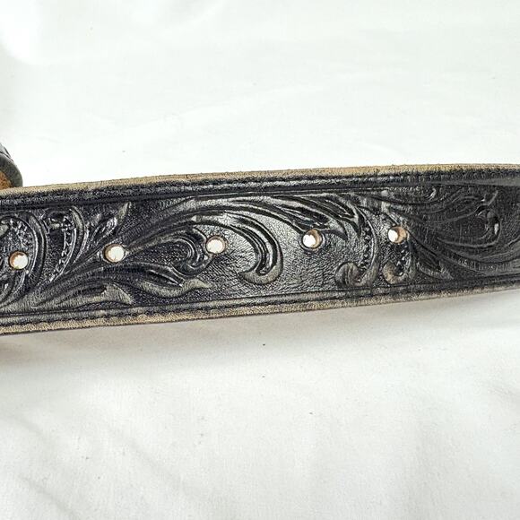 Tony Lama Men's Black Westerly Ride Tooled Leather Western Belt C41513 Size 32 - Picture 5 of 6